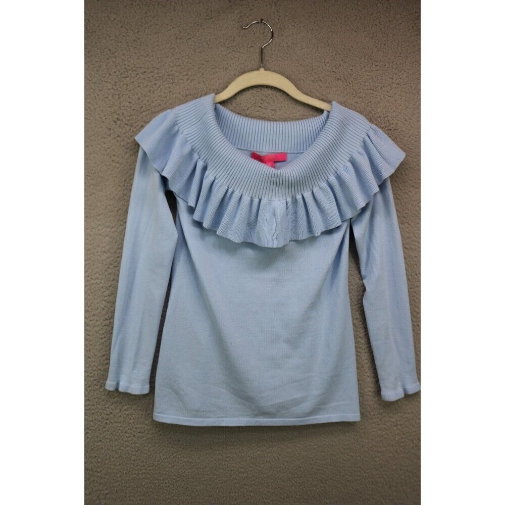 Lilly Pulitzer Siesta Long Sleeve Ruffle Off the Shoulders Sweater-Size Small